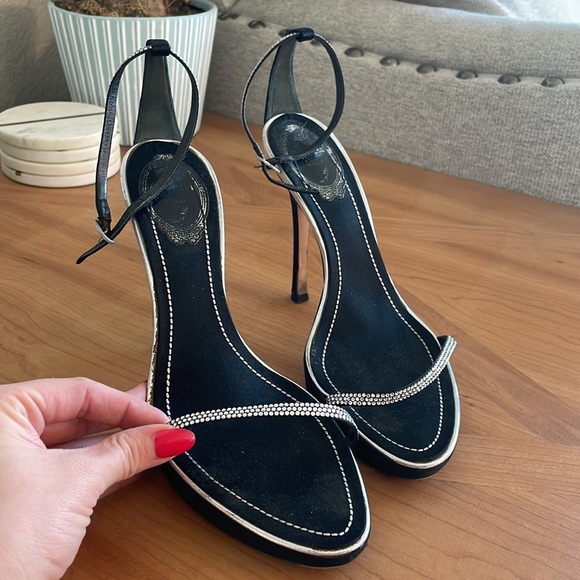 🖤 Rene Caovilla Crystal Platform High Heels in Black size 39.5 - Picture 2 of 13